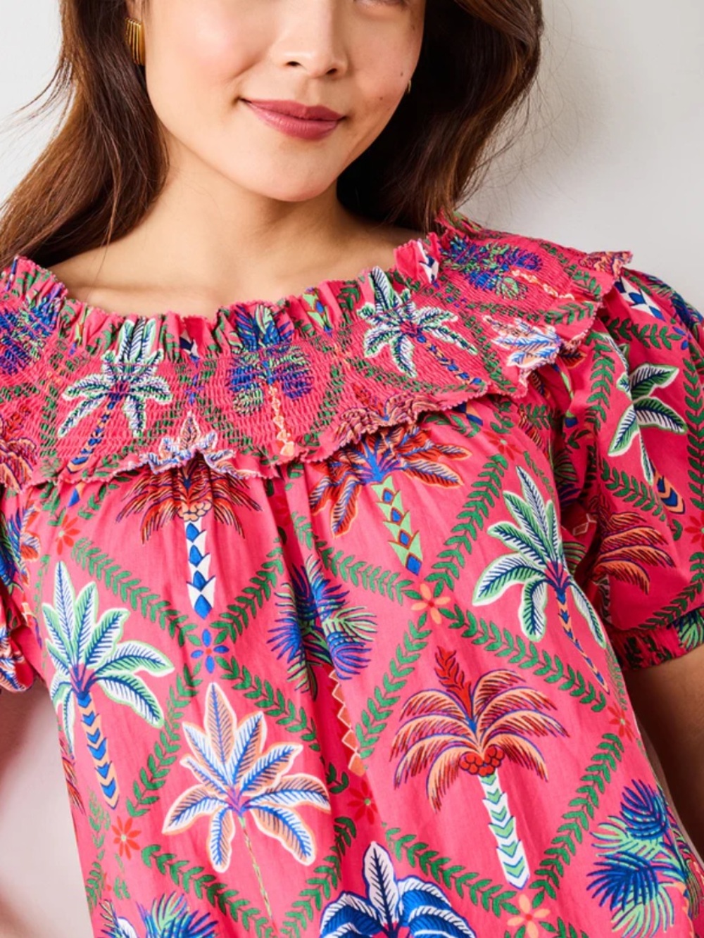 Printfresh Ximena Cotton Smocked Top NWT Size 3X